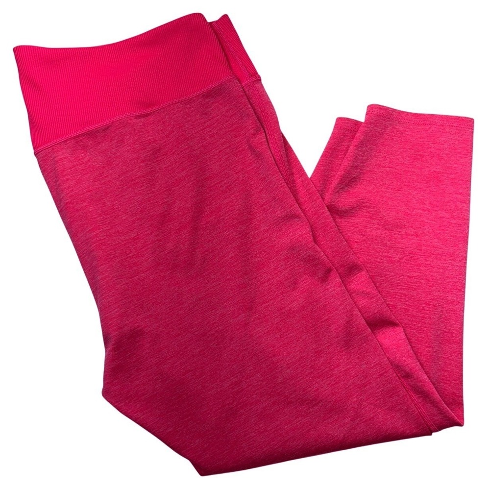 The North Face Womens Leggings Pink 3X Ribbed Waistband UPF 40 Cropped Heathered